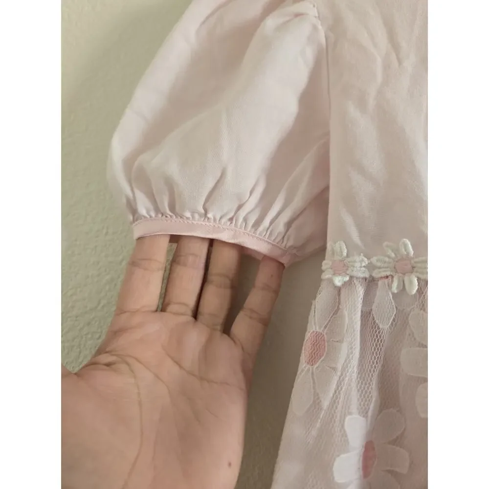 Vintage Jo Lene Pink Floral Lace Girls Dress Size 6x Tea Party Cottage Prairie - Picture 4 of 9
